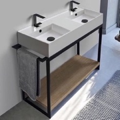 Modern Double  Console Vanity, 43 inch